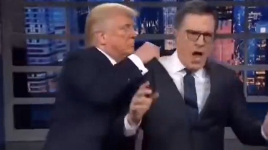 Ο Trump δημοσίευσε AI βίντεο που πετάει τον Stephen Colbert σε κάδο απορριμμάτων και χορεύει το YMCA