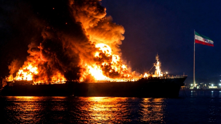 Crisis in the Hormuz as US forces set Iranian-linked tanker ablaze while Trump announces fresh bombing campaign and B-52s deploy from Sicily
