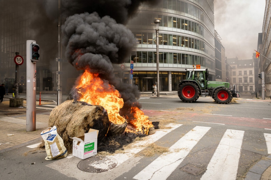 Καίγονται οι Βρυξέλλες... Φωτιές έβαλαν οι αγρότες μπροστά στο Ευρωκοινοβούλιο, ανεξέλεγκτη η οργή - Με δακρυγόνα απαντά η αστυνομία