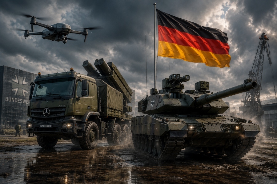 Unprecedented turn for Germans: From convertibles to war - Mercedes builds drone carrier, Volkswagen an assault vehicle
