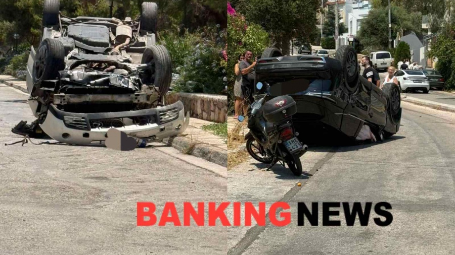 Τρελή πορεία οχημάτων στη Βούλα - Ανατράπηκαν  σε απόσταση 150 μέτρων (vid)