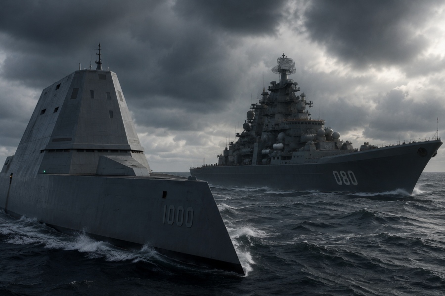 Russian ocean beast Admiral Nakhimov crushes US Zumwalt in chilling superpower warship showdown