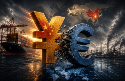 Το γιουάν εκτοπίζει το ευρώ με ώθηση από το τεράστιο εμπορικό πλεόνασμα της Κίνας 1,2 τρισ. δολ. και τη βιομηχανική παρακμή της Ευρώπης